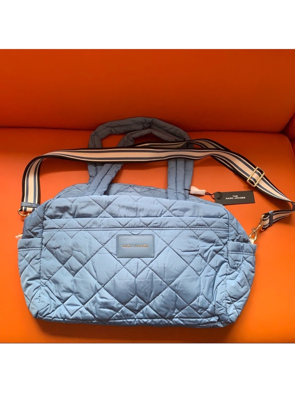 New! Marc Jacobs Quilted Nylon Weekender Sports Travel Duffel Bag in Blue Haven - Picture 4 of 12